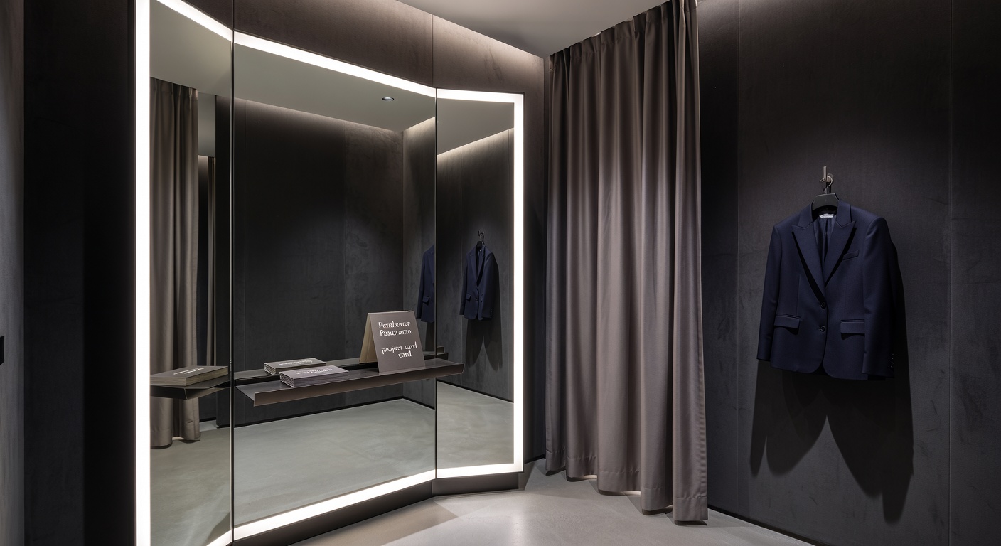 Luxury boutique fitting room with illuminated mirrors
