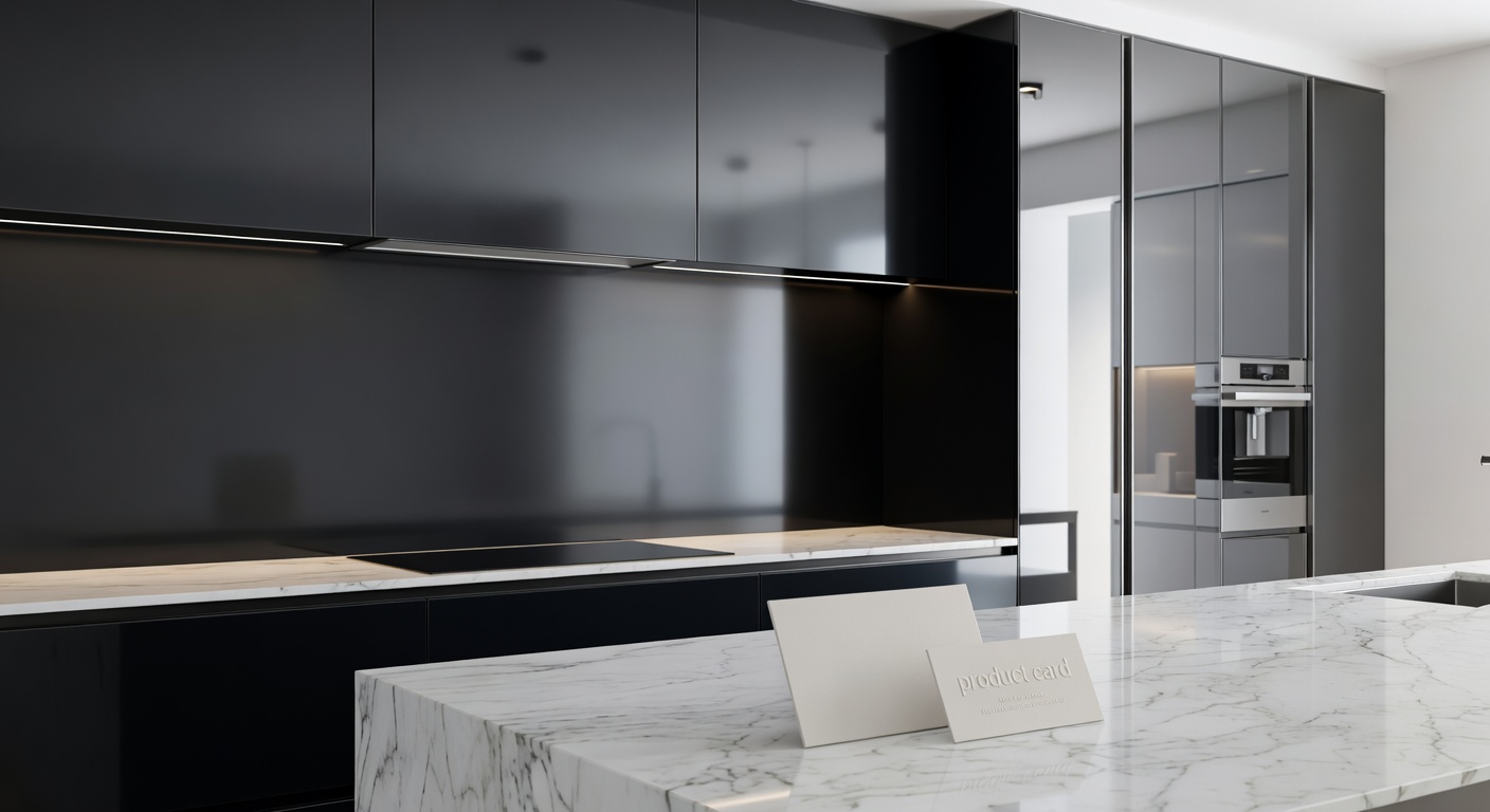 Back-painted glass panels installed in a kitchen