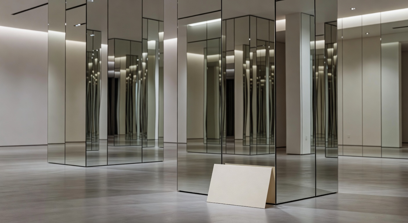 Structural columns wrapped with mirror panels