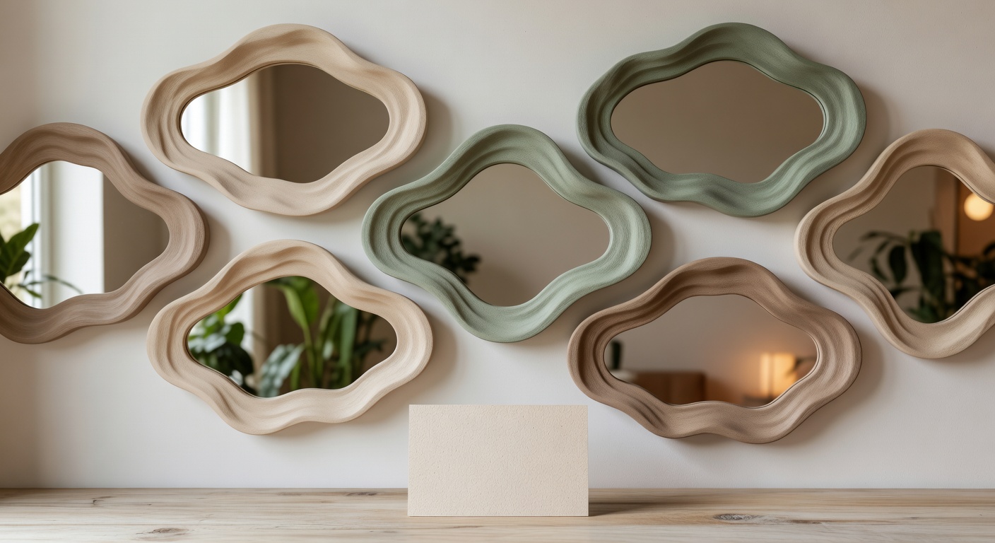 Organic ripple-shaped decorative mirror