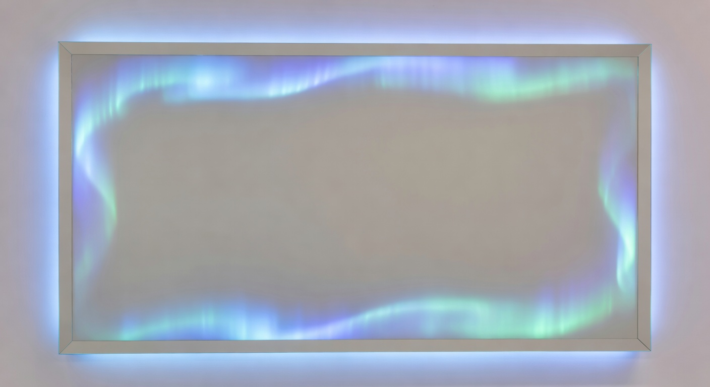 Aurora Edge LED mirror front view illuminated