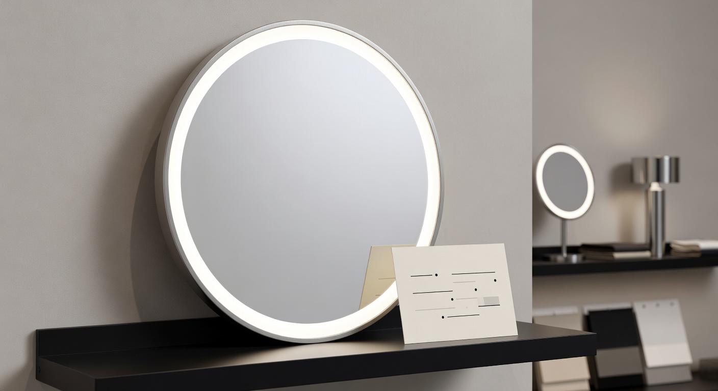 Round LED mirror with continuous ring light