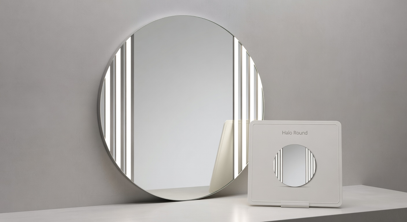 Rectangular LED mirror with top and bottom light bars