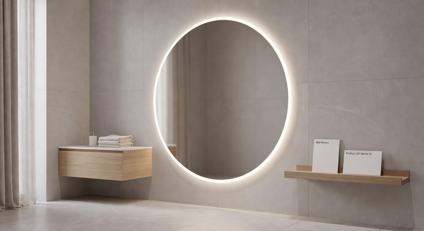 Softly backlit LED mirror in a modern Finnish bathroom